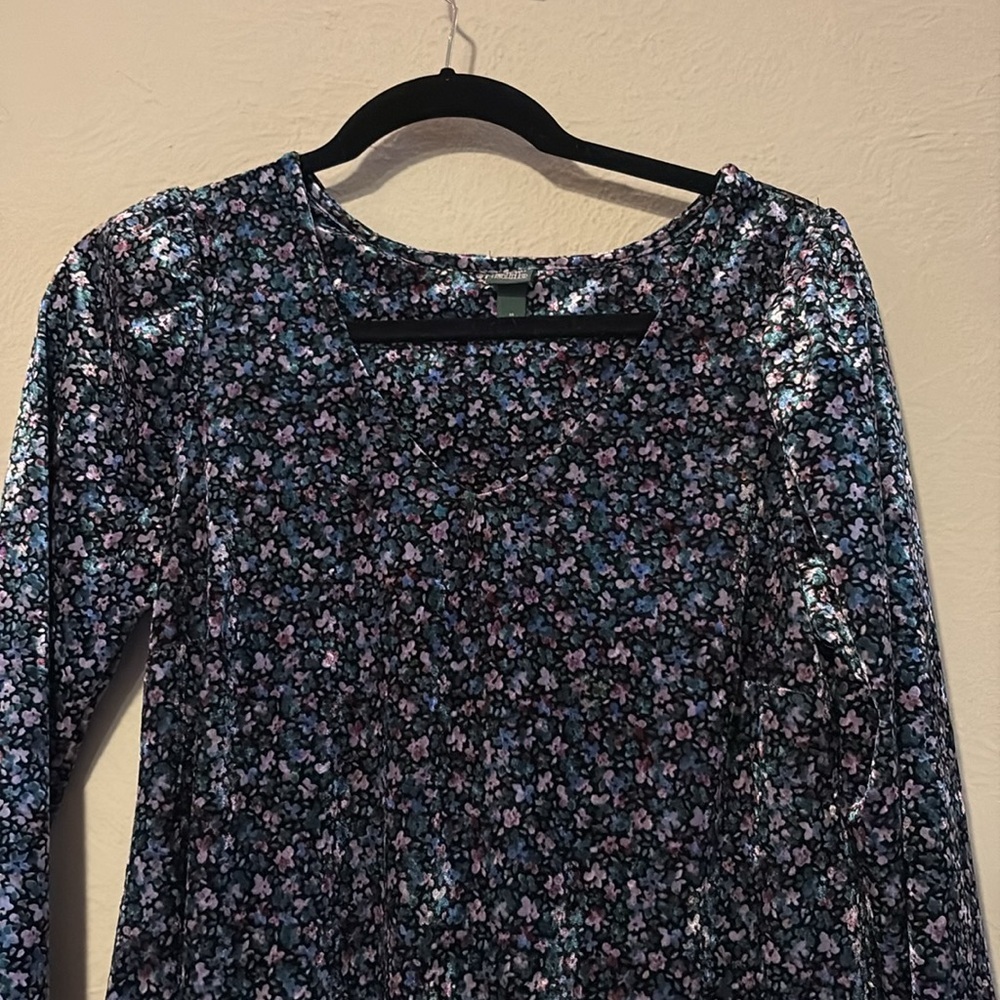 Wild Fable Floral Velvet Ruffle Dress - Picture 3 of 5